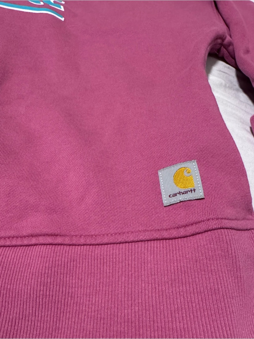 Carhartt Loose Fit Hoodie in Berry Pink with Logo Cozy Sweatshirt  Pullover SZ L - Picture 5 of 9